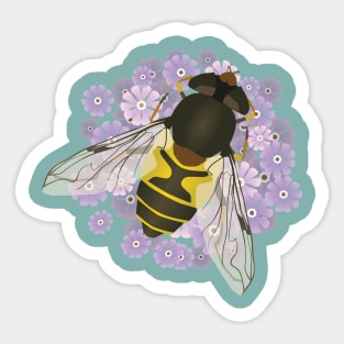 A common drone fly on purple flowers Sticker